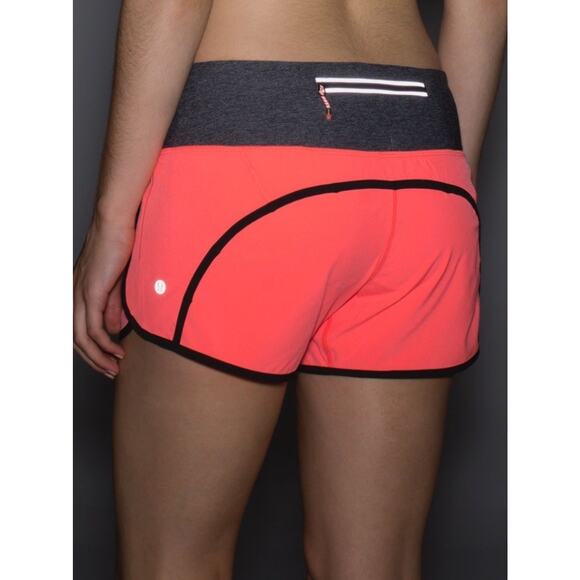Lululemon Run Times Speed Short •8• Grapefruit Coral Orange Black Shorts - Picture 2 of 12